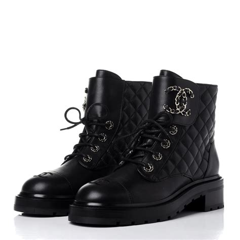 chanel combat boots on sale|Chanel quilted combat boots.